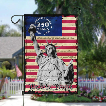 We The People Statue of Liberty Garden Flag America 250