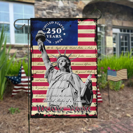 We The People Statue of Liberty Garden Flag America 250