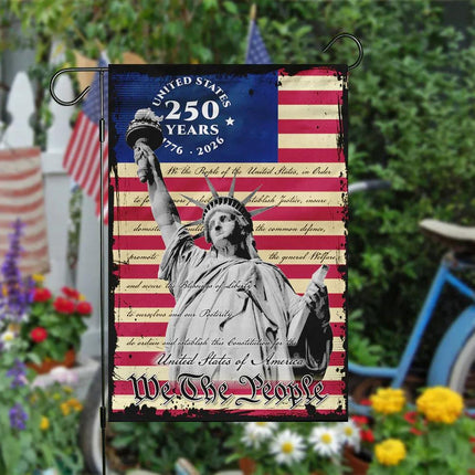We The People Statue of Liberty Garden Flag America 250
