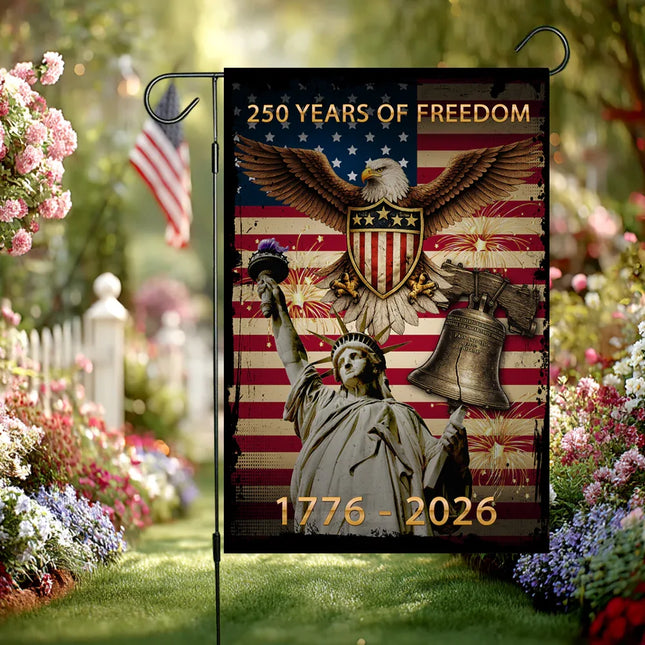 250 Years of Freedom Liberty Bell Garden Flag Patriotic