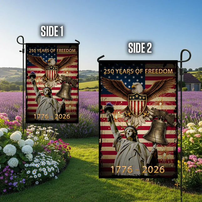 250 Years of Freedom Liberty Bell Garden Flag Patriotic