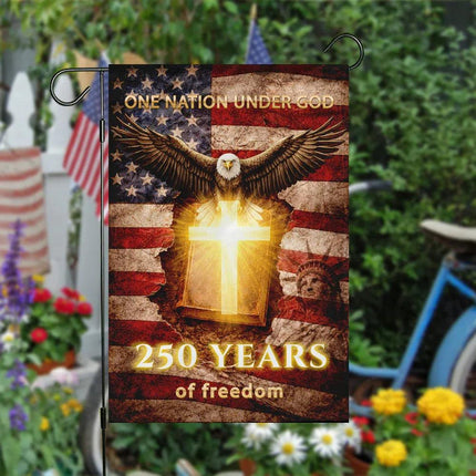 One Nation Under God Cross Garden Flag Patriotic America 250