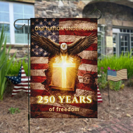 One Nation Under God Cross Garden Flag Patriotic America 250