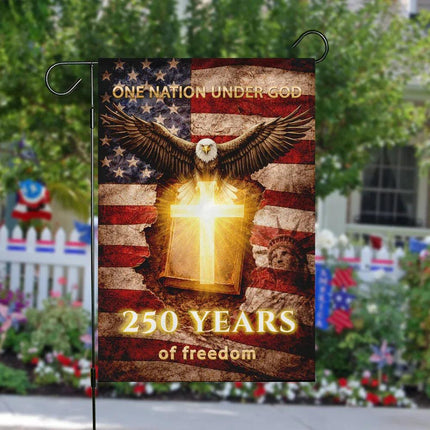 One Nation Under God Cross Garden Flag Patriotic America 250