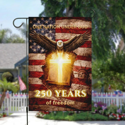 One Nation Under God Cross Garden Flag Patriotic America 250