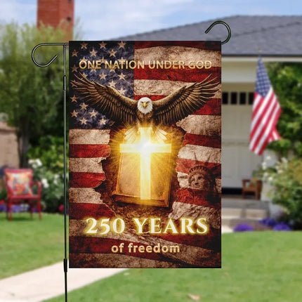 One Nation Under God Cross Garden Flag Patriotic America 250