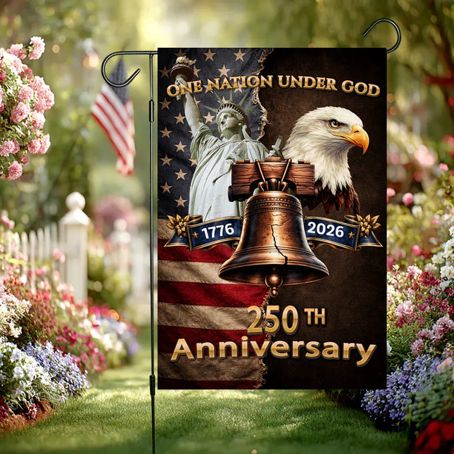 One Nation Under God Liberty Bell Garden Flag America 250