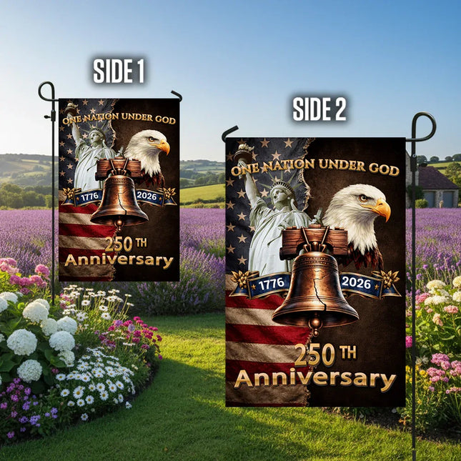 One Nation Under God Liberty Bell Garden Flag America 250