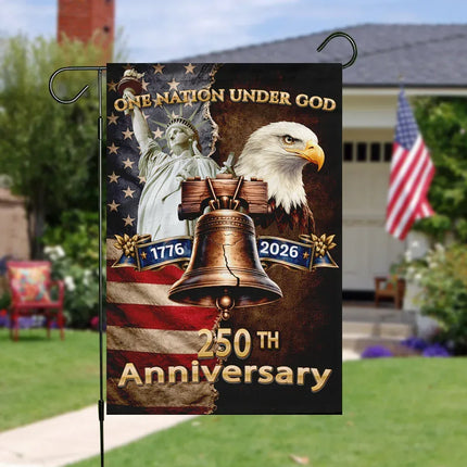 One Nation Under God Liberty Bell Garden Flag America 250