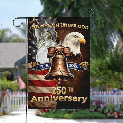 One Nation Under God Liberty Bell Garden Flag America 250