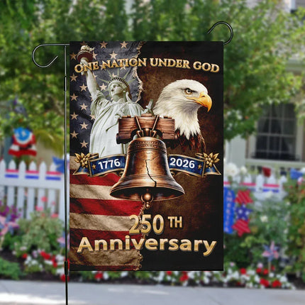 One Nation Under God Liberty Bell Garden Flag America 250