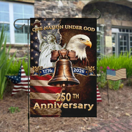 One Nation Under God Liberty Bell Garden Flag America 250