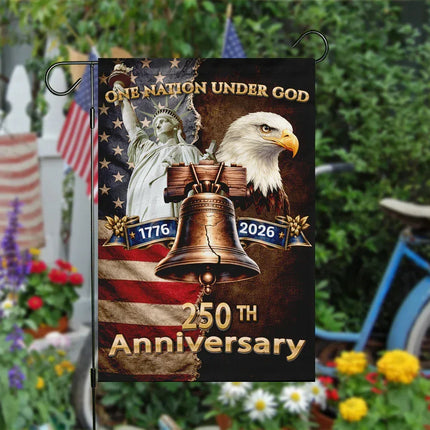 One Nation Under God Liberty Bell Garden Flag America 250