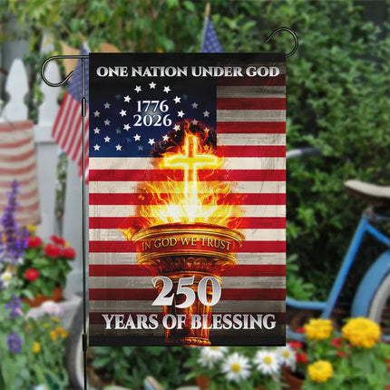 250 Years of Blessing Cross Torch Garden Flag America 250