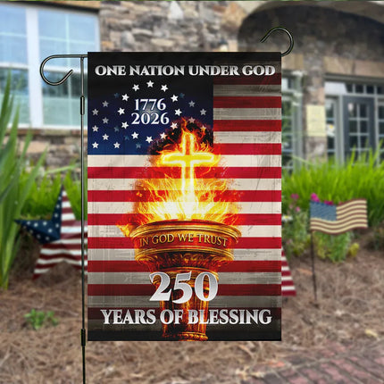 250 Years of Blessing Cross Torch Garden Flag America 250