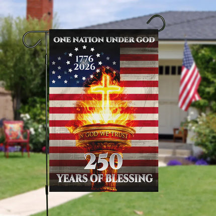 250 Years of Blessing Cross Torch Garden Flag America 250
