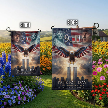 Patriot Day 25th Anniversary Liberty Eagle Firefighter 9 11 Memorial Flag
