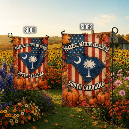 South Carolina Thankful Grateful Blessed Autumn Harvest Flag