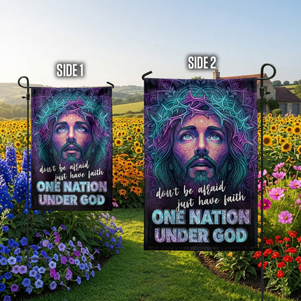 SP-01 God and Country One Nation Under God Jesus Garden Flag Faith-Based Events