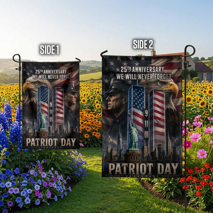 25th Anniversary Patriot Day Liberty Police Eagle Twin Towers Tribute Flag