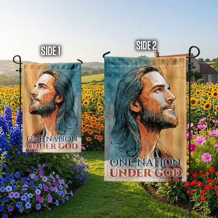 SP-01 Christian Art Flag One Nation Under God Prayer and Devotion