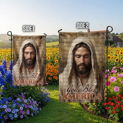 SP-01 Jesus American Flag God Bless America Christian Garden Flag Fourth of July