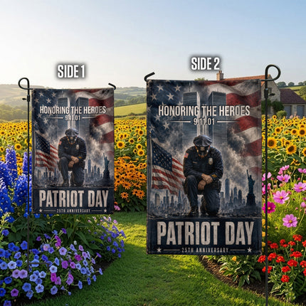 Patriot Day 25th Anniversary Kneeling Police Ground Zero Tribute Flag