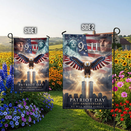 Patriot Day 25th Anniversary Liberty Eagle Firefighter 9 11 Memorial Flag