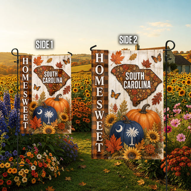 South Carolina Home Sweet Autumn Pumpkin Harvest Flag