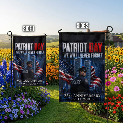 25th Anniversary Patriot Day Night Watch Police Twin Towers Memorial Flag