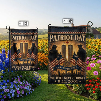 Patriot Day 25th Anniversary Crossed Flags Police Honor Guard Memorial Flag