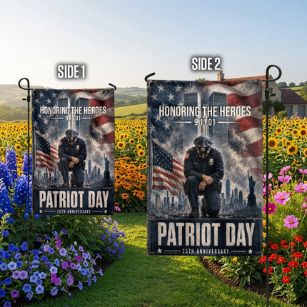 Patriot Day 25th Anniversary Kneeling Police Ground Zero Tribute Flag