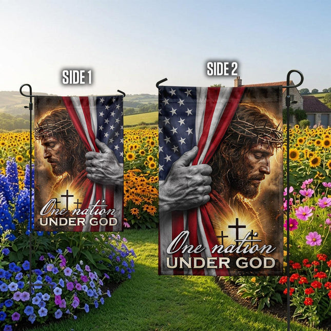 One Nation Under God Jesus American Flag Cross Flag