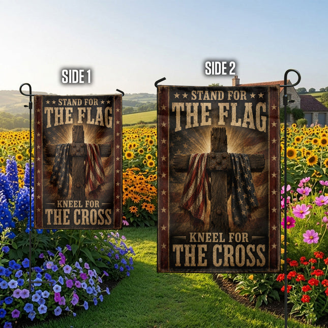 SP-01 Stand For The Flag Kneel For The Cross Christian Garden Flag Patriotic Celebrations