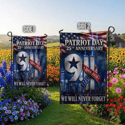 Patriot Day 25th Anniversary 2001 2026 Police Star Twin Towers Flag