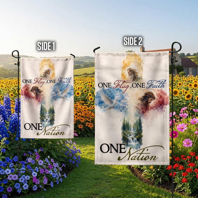 SP-01 God and Country Flag One Flag One Faith One Nation Christian Garden Flag