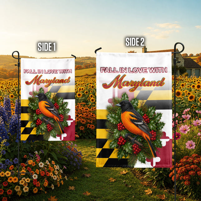 Maryland Fall Flag Fall in Love Oriole State Garden Decor