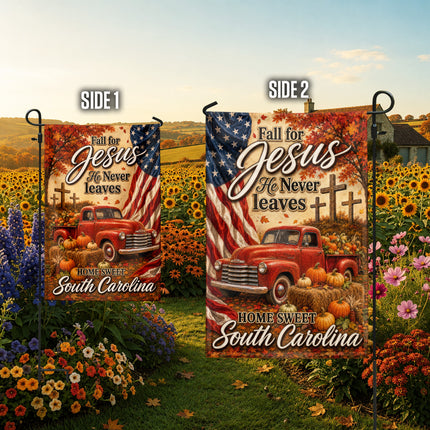 South Carolina Fall for Jesus Vintage Truck Autumn Flag