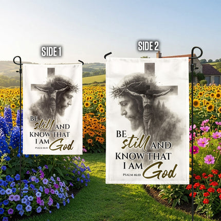 Psalm 46:10 Christian Flag Be Still And Know That I Am God Jesus Cross