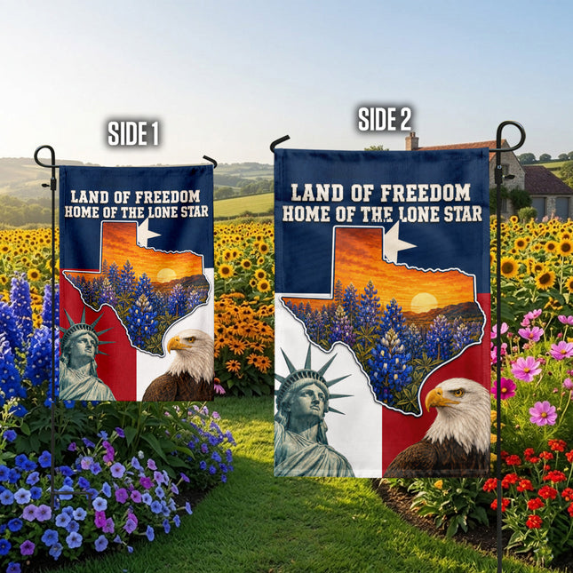 Texas Flag Land of Freedom Bluebonnet Eagle Liberty Flag
