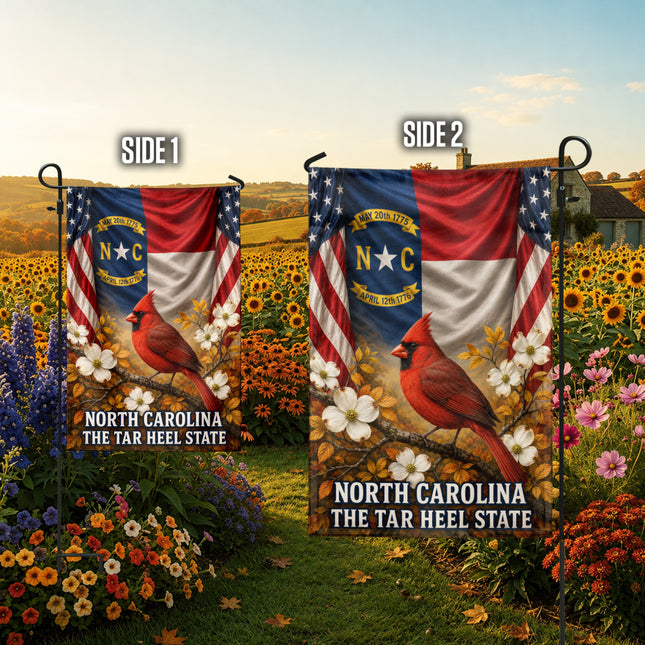 North Carolina Fall Cardinal Dogwood Tar Heel State Flag