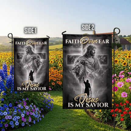 SP-01 Religious Yard Decor Flag Faith Over Fear Jesus Is My Savior Memorial Day