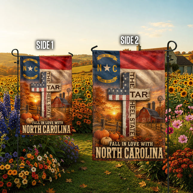 North Carolina Fall in Love Tar Heel Farmhouse Autumn Flag