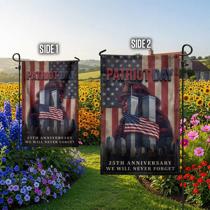 Patriot Day 25th Anniversary Firefighter Twin Towers Tribute Flag