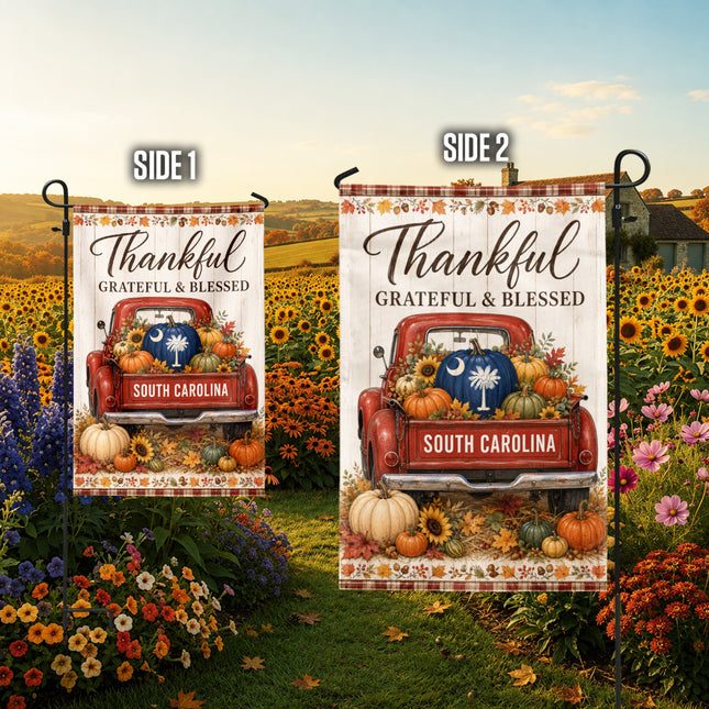 South Carolina Thankful Harvest Truck Fall Flag