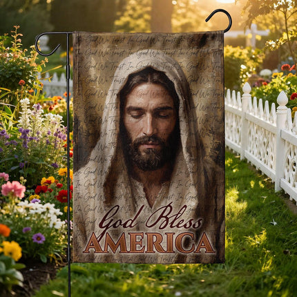 In God We Trust Jesus Portrait God Bless America Flag