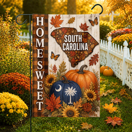 South Carolina Home Sweet Autumn Pumpkin Harvest Flag