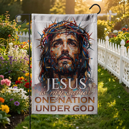 SP-01 One Nation Under God Jesus Is My Savior Christian Garden Flag Family Gatherings