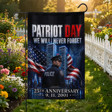 25th Anniversary Patriot Day Night Watch Police Twin Towers Memorial Flag