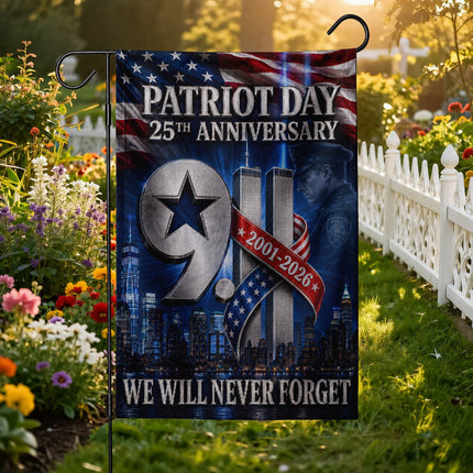 Patriot Day 25th Anniversary 2001 2026 Police Star Twin Towers Flag